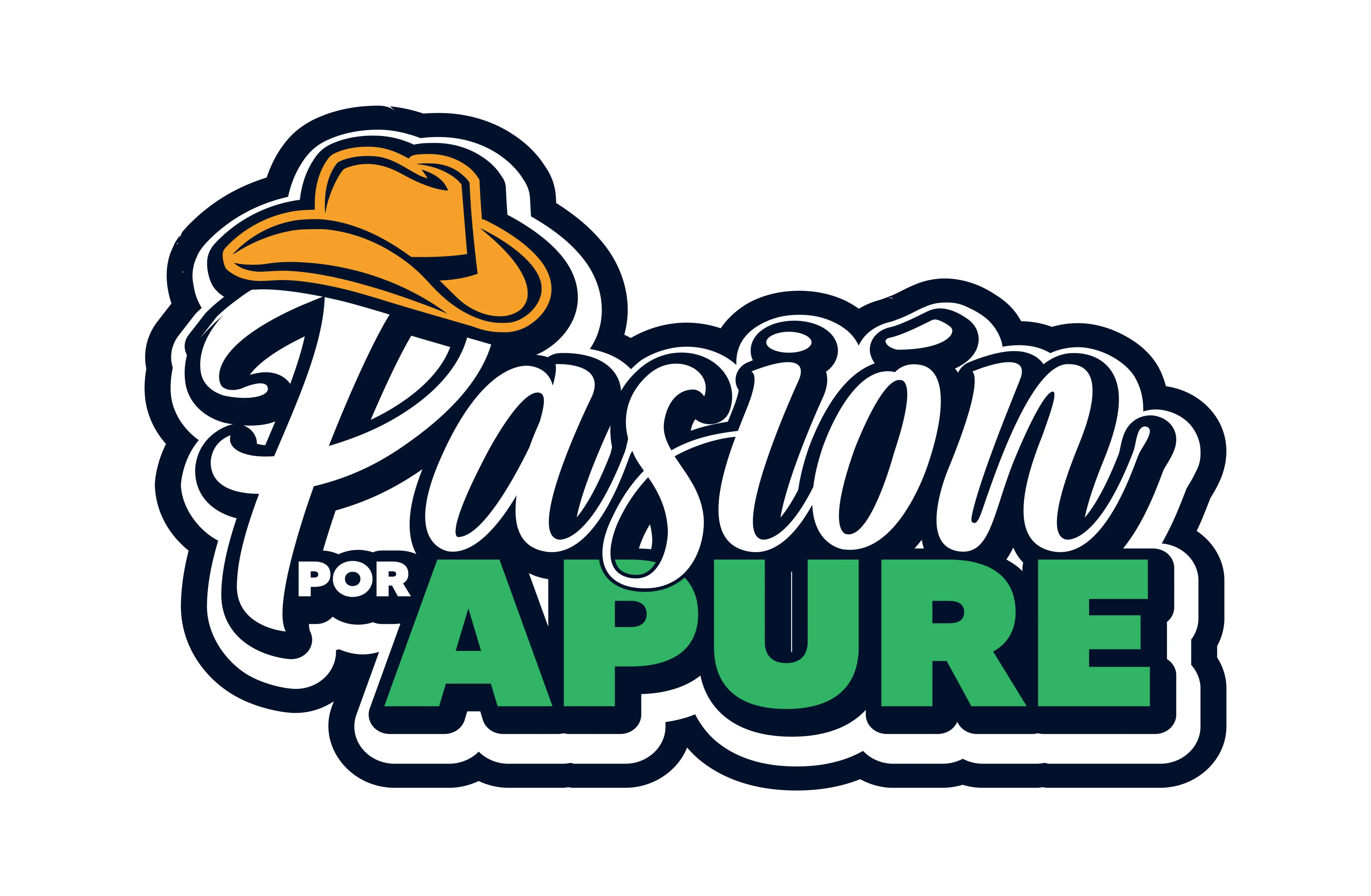 Un logo que dice en el medio Pasión por Apure